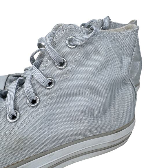 Converse Chuck Taylor All Star High Top Sneakers‎ Womens 10 Sparkle Silver Gray - Picture 10 of 11